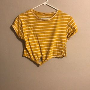 Yellow Striped Cropped T-shirt